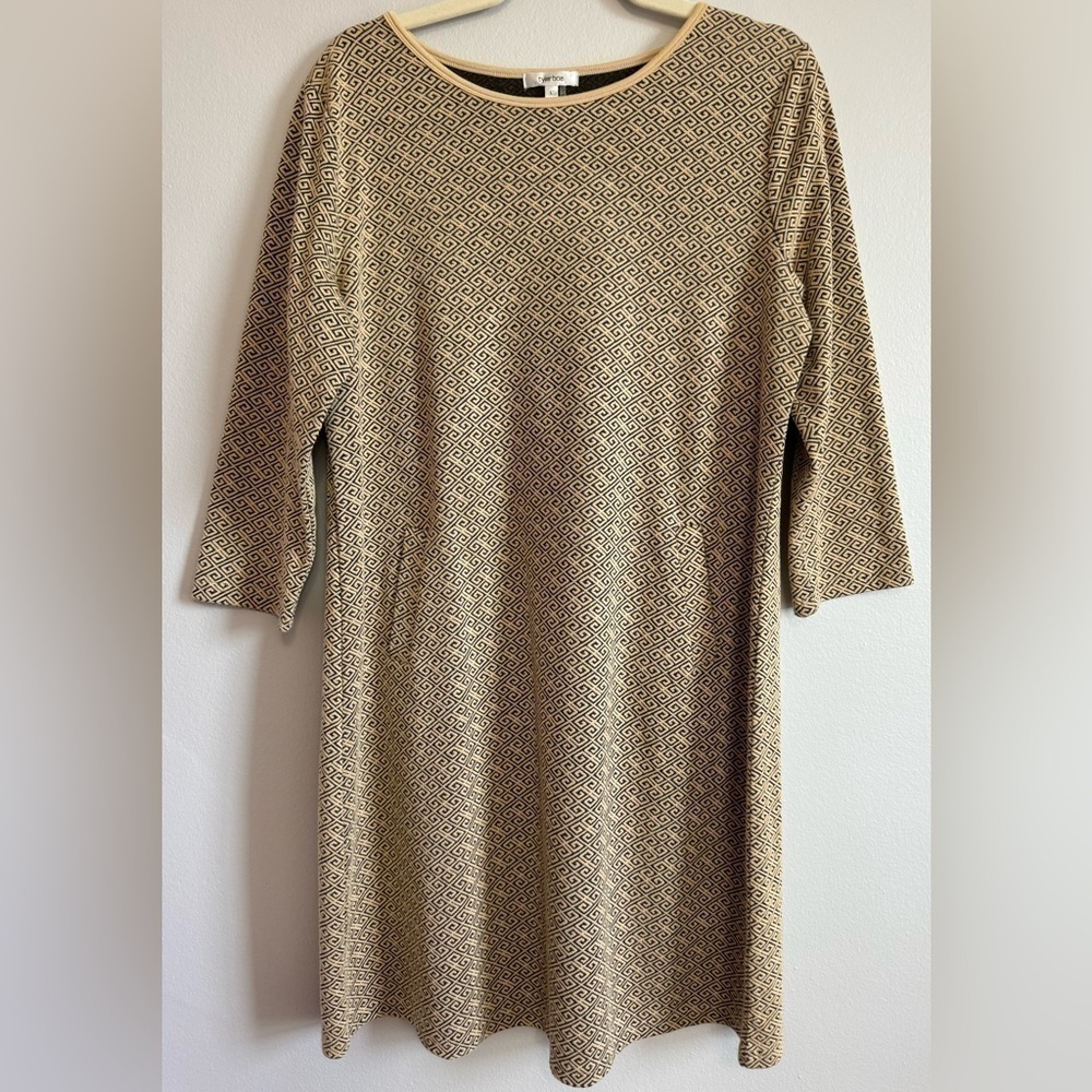 Tyler Boe Women’s Geometric Pattern 3/4 Sleeve Pocket Dress Size L